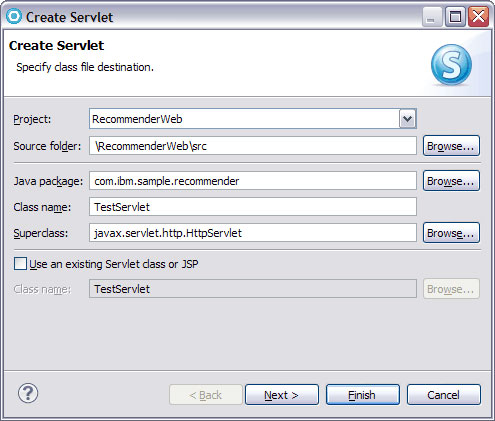  7. Create Servlet -  Specify class file destination