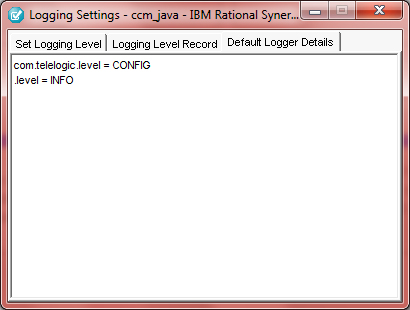  9.  Default Logger Details