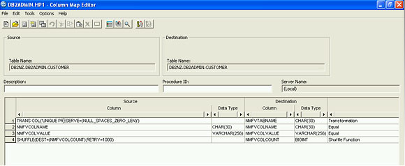 The figure describes Configuring the column maps