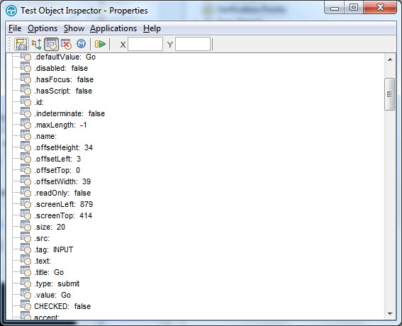  1.  Test Object Inspector