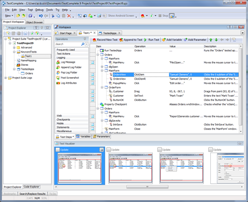 TestComplete Keyword Test Editor