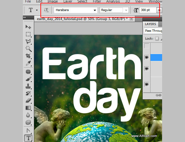 Earth Day Clouds Text Effect. Green Planet beatuful Photo Manipulation with the realistic clouds around.