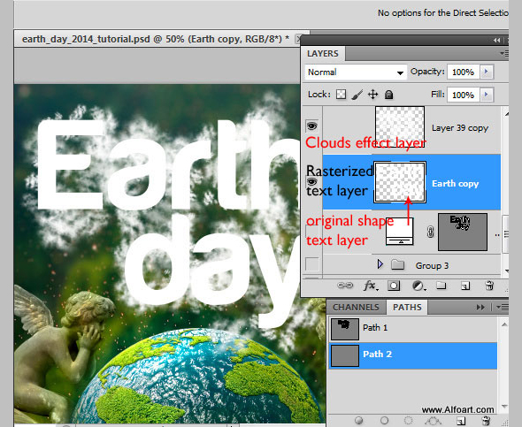 Earth Day Clouds Text Effect. Green Planet beatuful Photo Manipulation with the realistic clouds around.