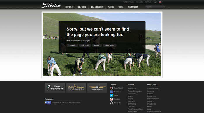 titleist.com 404 error page