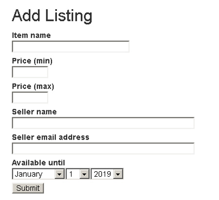 Listing form