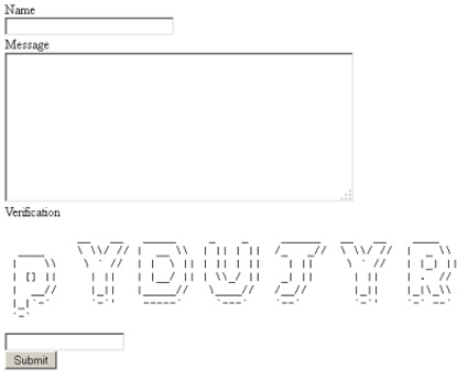 Form with figlet CAPTCHA