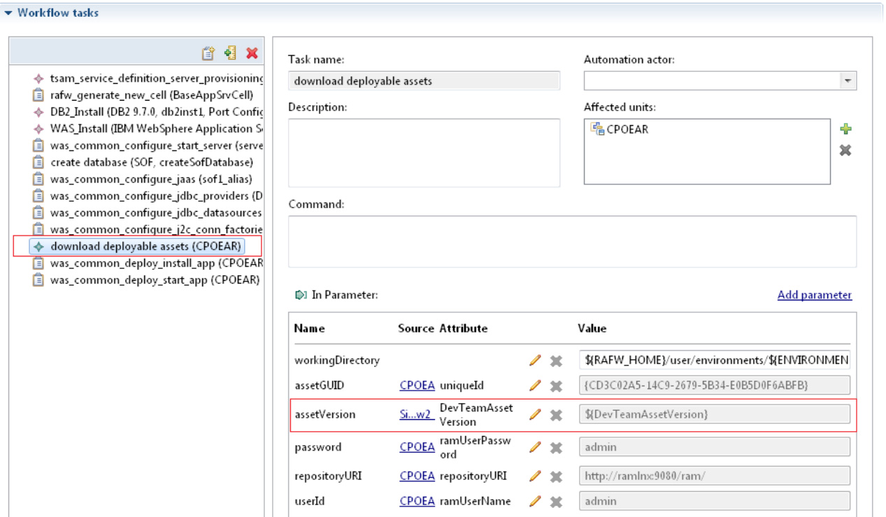 Screen capture shows mapping of the new created global parameter to existing parameter of the automated task