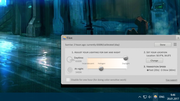    Windows: f.lux