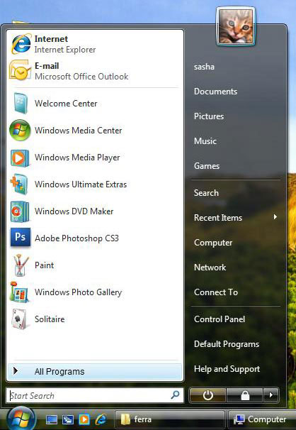  Start  Windows Vista