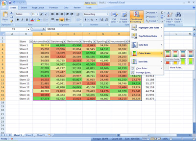 Office Excel 2007 conditional formatting