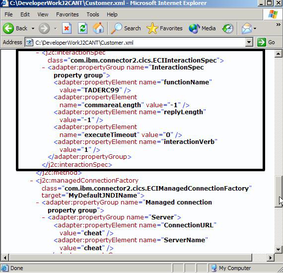  InteractionSpec properties   Customer.xml