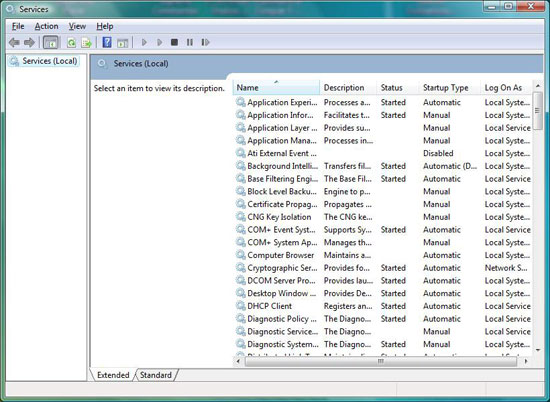 Services  Windows Vista